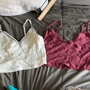 Cotton on Waffle Bralette Crop Tops lot of 2 large spaghetti strap